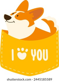 Corgi Sitting In Pocket Vector Illustration
