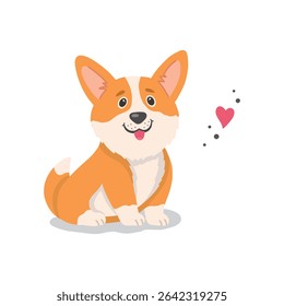Corgi. Ilustração vetorial de corgi filhote bonito isolado no fundo branco