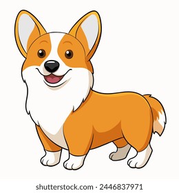 Corgi vector illustration isolated on white background in cartoon style.