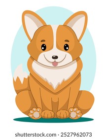 Corgi. Vector illustration of sitting dog in flat style.