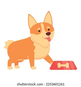 Corgi want to eat icon cartoon vector. Cute dog. Funny pet