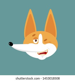 Corgi winks emoji. Dog happy emotions avatar. Pet Vector illustration