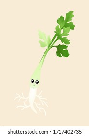 Coriander cartoon, Vegetable cute comic.