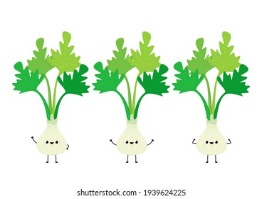 Coriander character design. Coriander cartoon vector on white background.