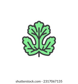 Coriander leaf filled outline icon, line vector sign, linear colorful pictogram isolated on white. Symbol, logo illustration. Vector graphics