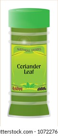 A 'Coriander Leaf' herb and spice jar isolated on a white background