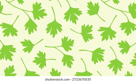 Hoja de cilantro Naturaleza Planta de fondo Ilustración vectorial de color plano Diseño de Plantilla