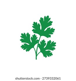 Coriander Leaves Bold Flat Botanical Herb Vector Icon