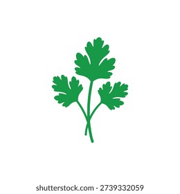 Coriander Leaves Bold Shapes Flat Herb Vector Icon