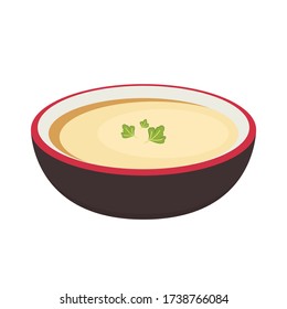 Coriander on Steamed egg. Steamed egg in bowl. Coriander vector.