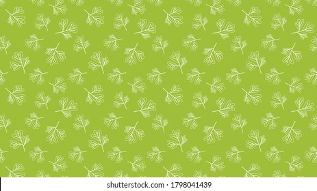Koriander-Muster-Tapete. Korianderdoodle-Symbol.