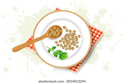 Coriander spices seeds vector illustration from top view
