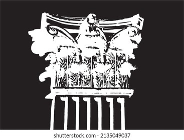 Corinthian Capital In Black And White