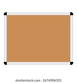 Placa de cortiça, isolada sobre fundo branco. Quadro de aviso retangular com moldura de plástico, placa de pino em branco para escola ou escritório. Ilustração vetorial