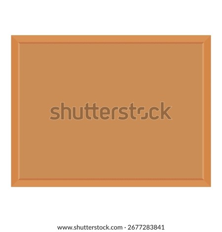Cork board, isolated on white background. Rectangular noticeboard with wooden frame, blank pin board for school or office. Vector illustration