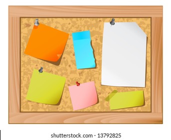 cork board and note paper vector