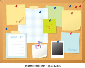 Cork Board & Note Vector Illustration Background