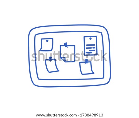 Cork Board with notes isolated on white. Vector hand-drawn illustration.