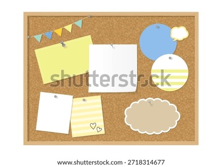Cork Board with Notes and Sticky Papers Vector Illustration