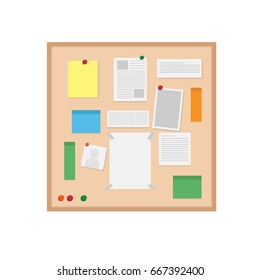 cork board and paper,note,pin,photo.vector illustration