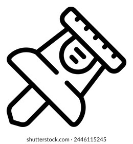 Cork board push pin thumbtack icon outline vector. Office noticeboard supplies. Important reminder fastener