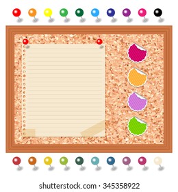 Cork board and stickers and tacks