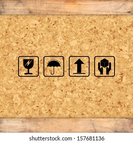 Cork board texture background and fragile symbol - Vector illustration