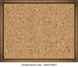  cork board texture in a wooden frame. close up. vector illustration