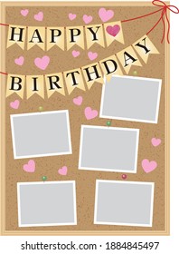 Cork board that can be used for birthday parties etc. by pasting photos and messages