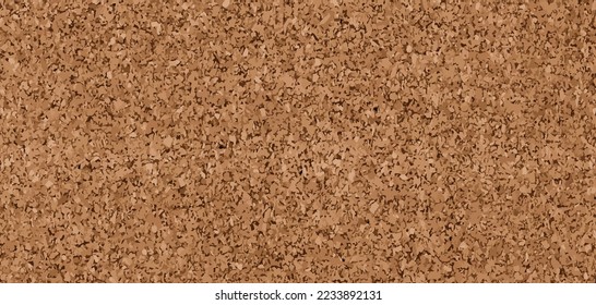 Cork board vector texture. Realistic cork wall pattern. Brown grainy wood sheet, close up. Plywood horizontal banner. School pin board. Office notice wall mockup. Abstract natural timber plate