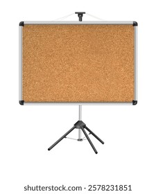 Cork board with wood frame. Empty corkboard with brown texture on transparent background. Business noticeboard. Vector