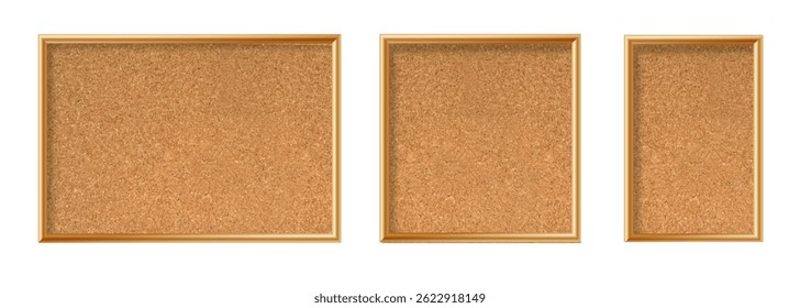 Placa de cortiça com estrutura de madeira. Corkboard vazio com textura marrom no fundo transparente. Quadro de avisos comerciais. Vetor