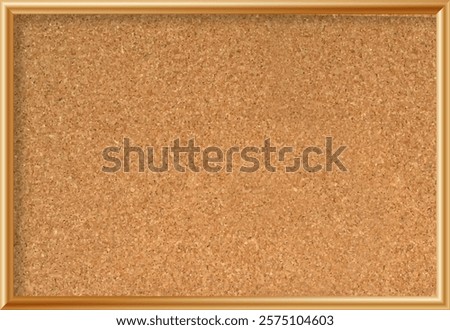 Cork board with wood frame. Empty corkboard with brown texture on transparent background. Business noticeboard. Vector