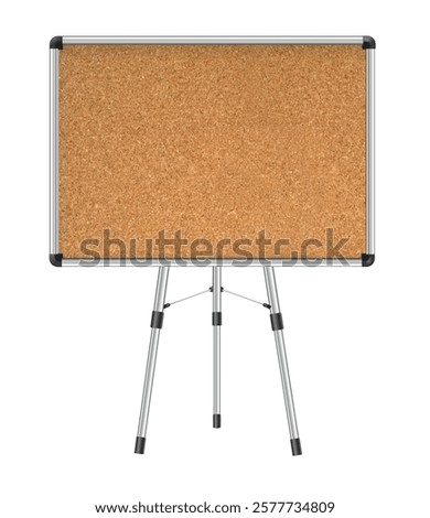 Cork board with wood frame. Empty corkboard with brown texture on transparent background. Business noticeboard. Vector