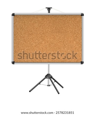 Cork board with wood frame. Empty corkboard with brown texture on transparent background. Business noticeboard. Vector