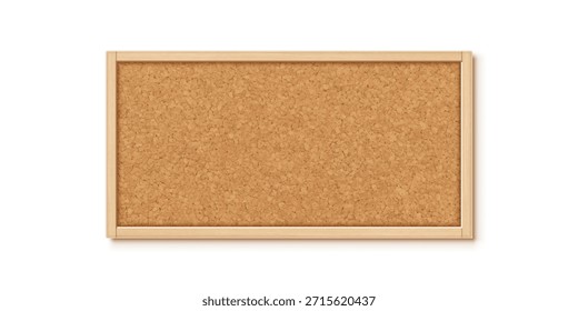 Placa de cortiça com moldura de madeira isolada em fundo branco. Nota pinboard. Ilustração realista de vetor