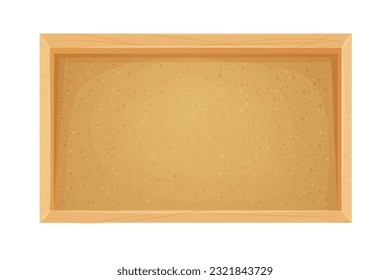 Cork board in wooden frame empty in cartoon style isolated on white background. Space for schedule, tasks and memeory pages. 