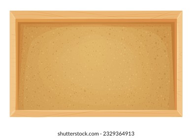 Cork board in wooden frame empty in cartoon style isolated on white background. Space for schedule, tasks and memeory pages. 