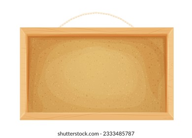 Cork board in wooden frame empty in cartoon style isolated on white background. Space for schedule, tasks and memeory pages. 