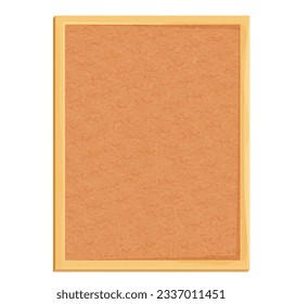 Cork board in wooden frame empty in cartoon style isolated on white background. Space for schedule, tasks and memeory pages. 