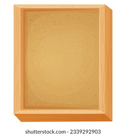 Cork board in wooden frame empty in cartoon style isolated on white background. Space for schedule, tasks and memeory pages. 