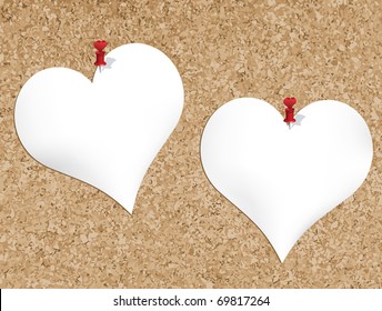 Cork bulletin board with heart shaped notepads (also available jpg version)