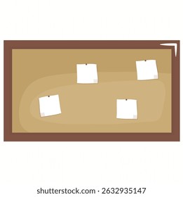 Cork Bulletin Board Pinned Items Planning Isolated