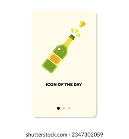 Cork flying out of champagne bottle flat vector icon. Alcoholic drinks for party or holiday celebration isolated vector illustration. Restaurant, bar, pub, menu concept for web design and apps