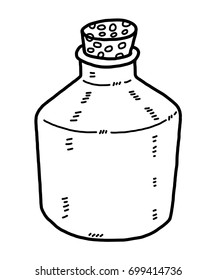 cork glass bottle / cartoon vector and illustration, black and white, hand drawn, sketch style, isolated on white background.