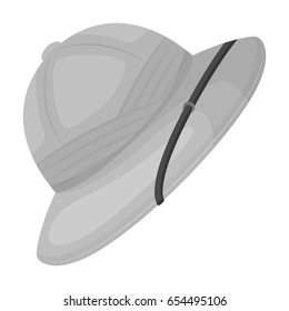 Cork hat from the sun.African safari single icon in monochrome style vector symbol stock illustration web.