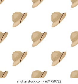 Cork hat from the sun.African safari single icon in cartoon style vector symbol stock illustration web.
