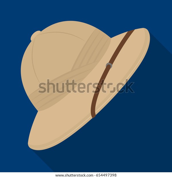 Cork hat from the\
sun.African safari single icon in flat style vector symbol stock\
illustration web.