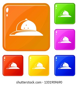 Cork helmet icons set collection vector 6 color isolated on white background