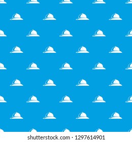 Cork helmet pattern vector seamless blue repeat for any use